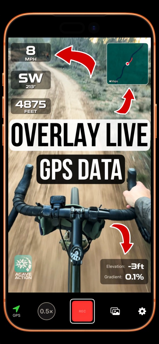 OverlayGPS app screenshot with HUD gauges